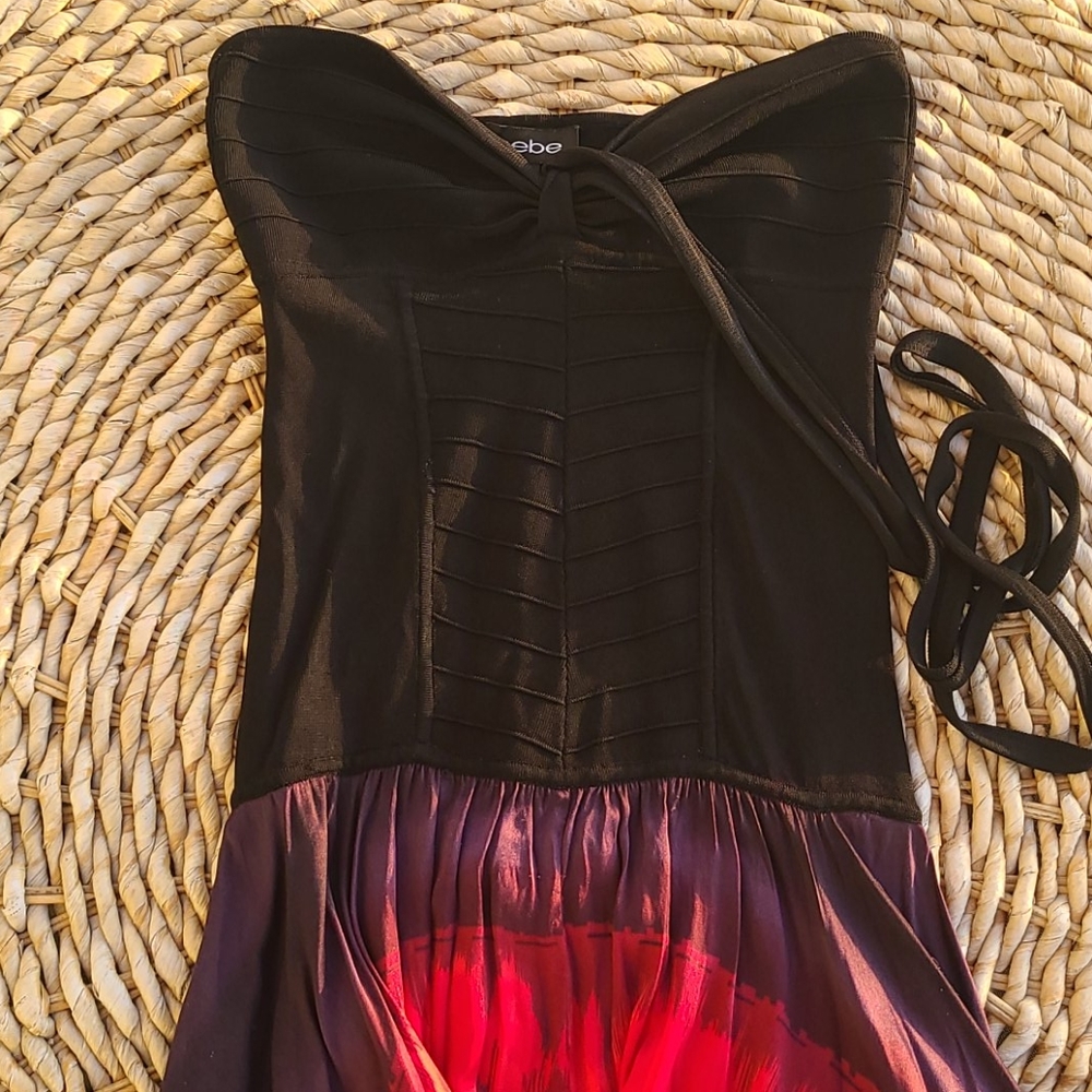 Bebe Black and Red Strapless Dress